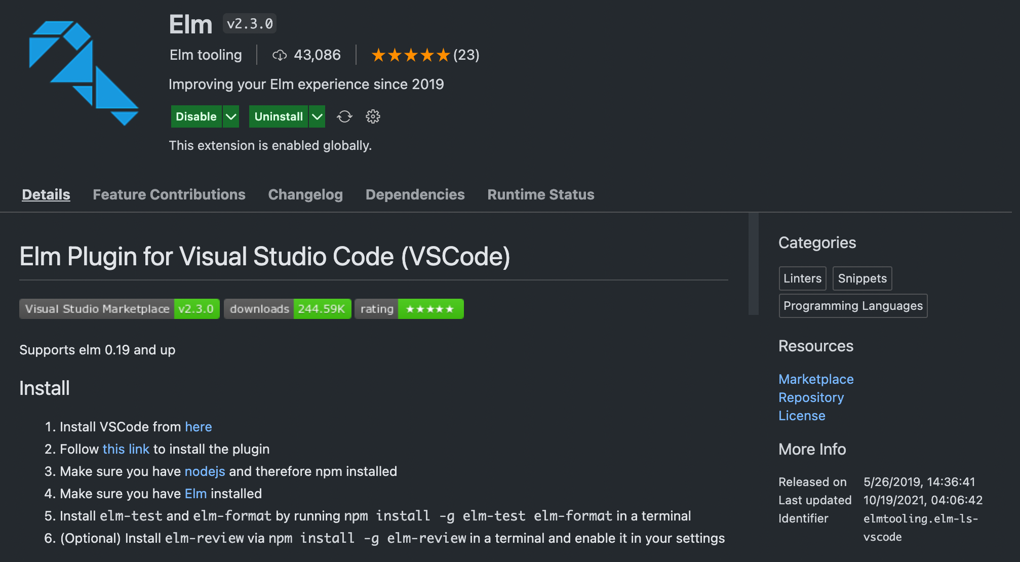 The Elm tooling extension in VS Code